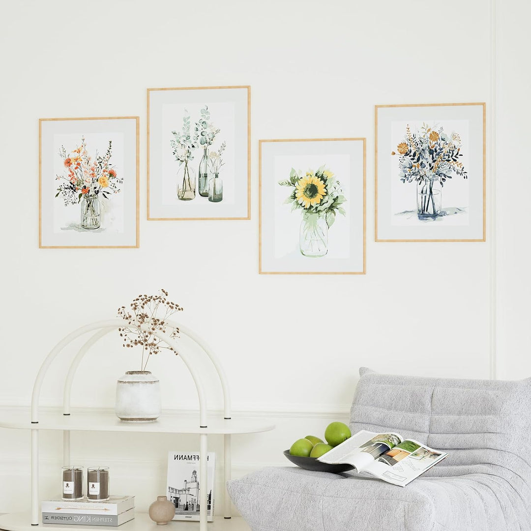DUGEHO DIY Handgemalt Ölgemälde Leinwand Kits, 4P Malen Nach Zahlen Erwachsene Blume, Anfänger Paint