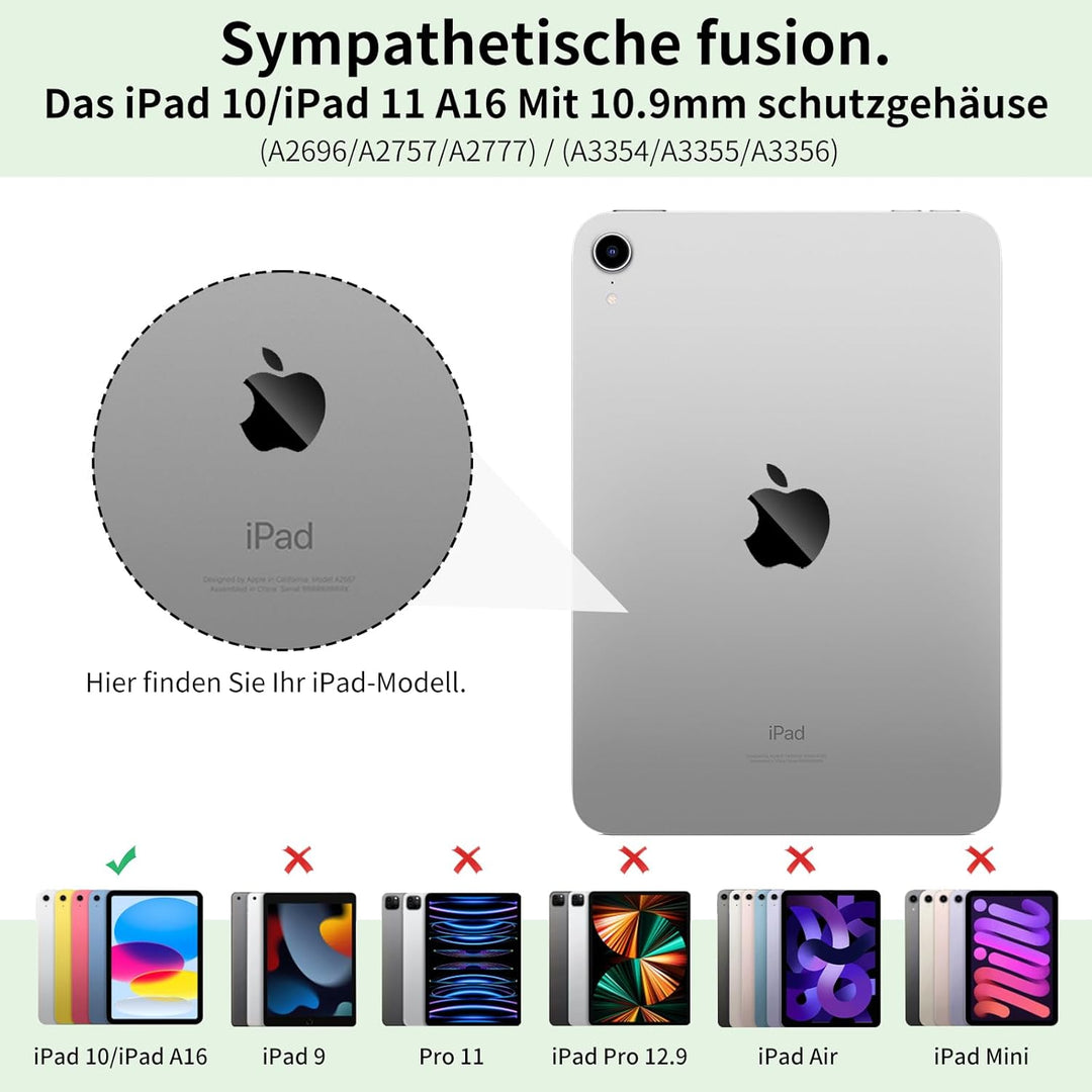 SZPSGC Hülle mit Tastatur für iPad A16 11. Generation/iPad 10. Generation (2025/2022, 11/10,9 Zoll),