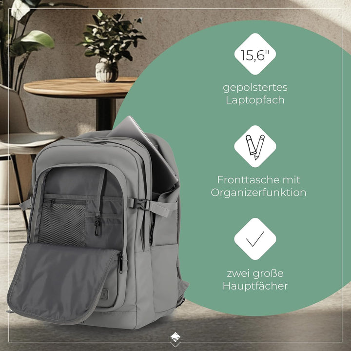 Travelite Rucksack aus wasserabweisendem Material, gepolstertes Laptop Fach 15,6 Zoll, BASICS Tagesr