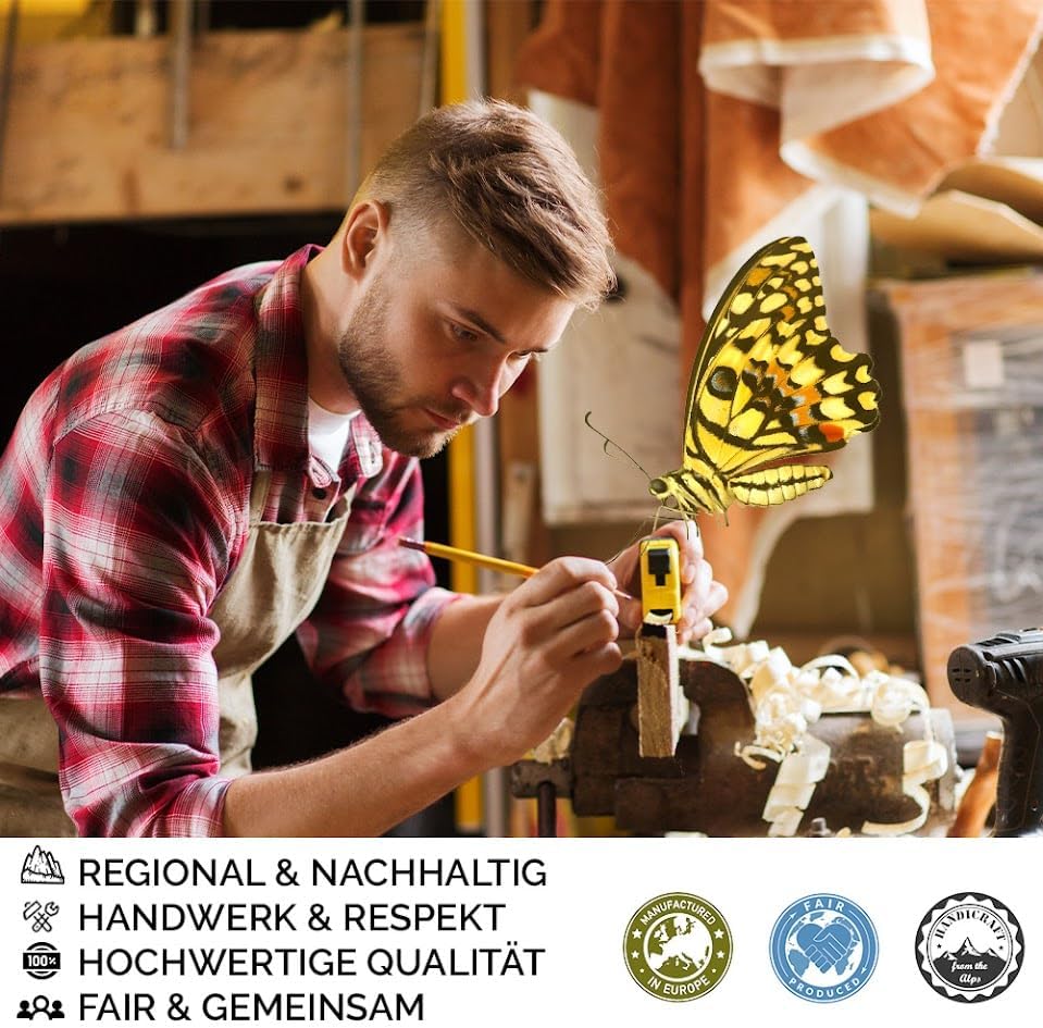 4betterdays.com NATURlich leben! Moderner Schutzengel aus Zirbenholz - mit Mädchen - Höhe 9cm - Gesc