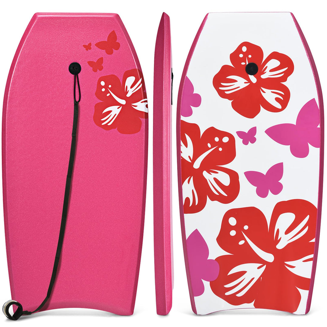 HOMASIS Schwimmbrett mit Zugseil, Bodyboard tragbar, Schwimmboard mit Blumenmuster, Surfbrett für Er
