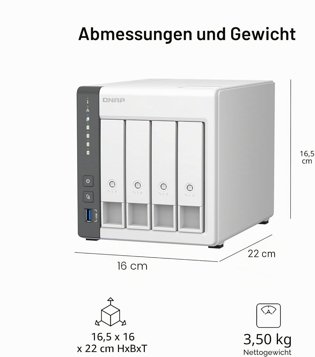 QNAP TS-433-4G-US 4 Bay NAS mit Quad-Core Prozessor, GB DDR4 RAM und 2, 5 GbE Netzwerk (Diskless) 4