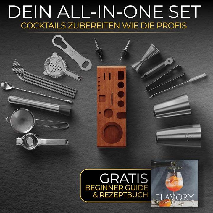 EMPATION Cocktail Set [TESTSIEGER] 750ml Boston Cocktail Shaker - leicht zu öffnen & kein Verklemmen