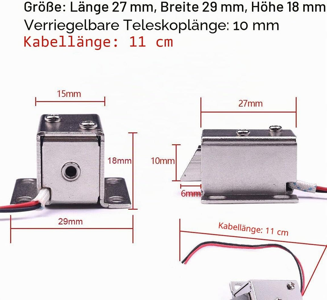 ATOPLEE 4 Stück DC 12V Mini Elektromagnetische Magnetschlösser für Schublade Schrank 27x29x18mm