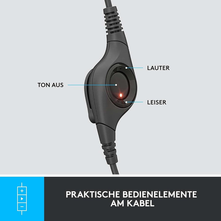 Logitech H390 Kopfhörer mit Mikrofon, Stereo-Headset, Mikrofon mit Rauschunterdrückung, Integrierte