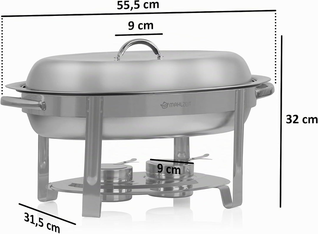Mahlzeit Edelstahl Chafing Dish oval 5 Liter | Speisenwärmer rund, Wärmebehälter, Warmhaltebehälter