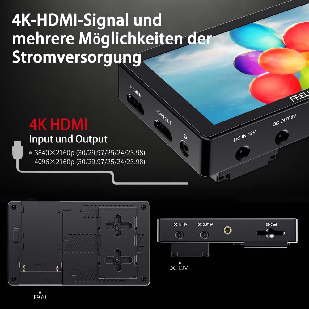 FEELWORLD LUT5 Kamera DSLR Field Monitor 5.5 Zoll 3000nit Ultra High Bright Touchscreen Monitor 3DLU