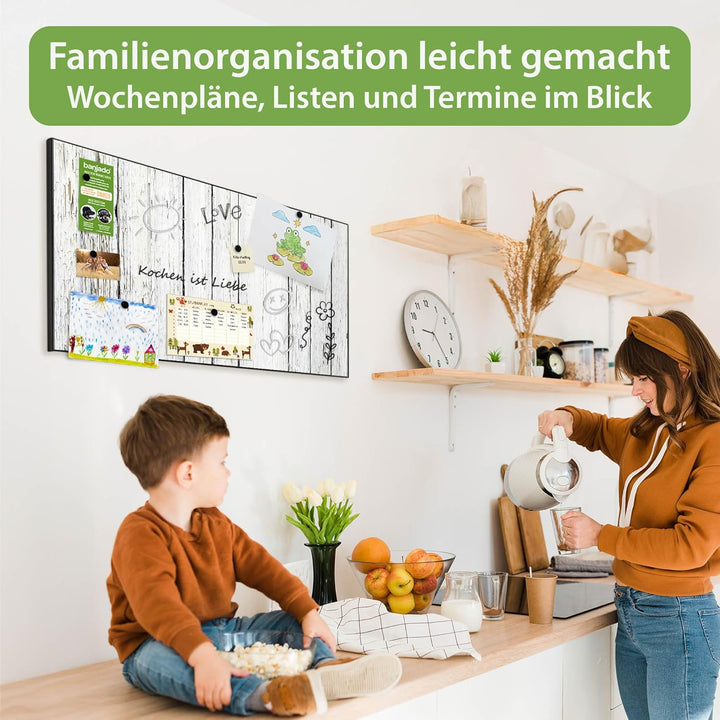 banjado Magnettafel schwarz 78 x 37cm / Magnetwand Metall/Magnetpinnwand als Memoboard/Pinnwand Magn