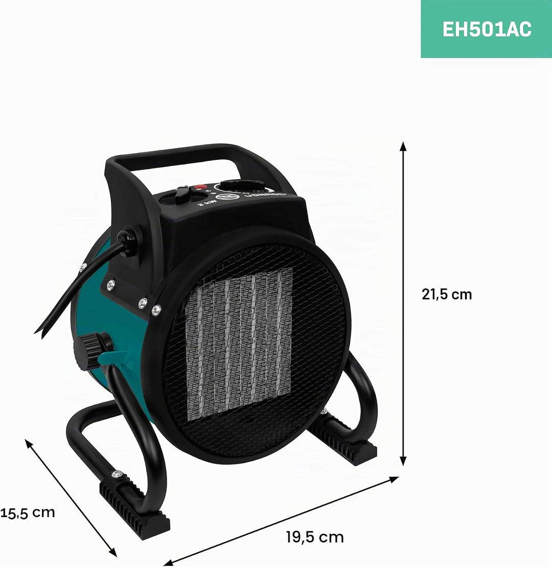 VONROC Heizlüfter energiesparend, Heizungslüfter elektrisch 2000W - Heizung Werkstatt, Hobbyraum, Ca