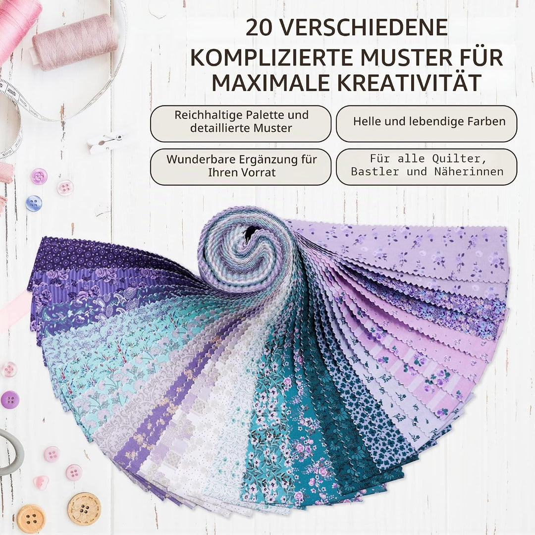 Tinyspool & Co. Jelly Roll Stoffstreifen zum Quilten, Basteln und Nähen, 40 Streifen sortiertes Bünd