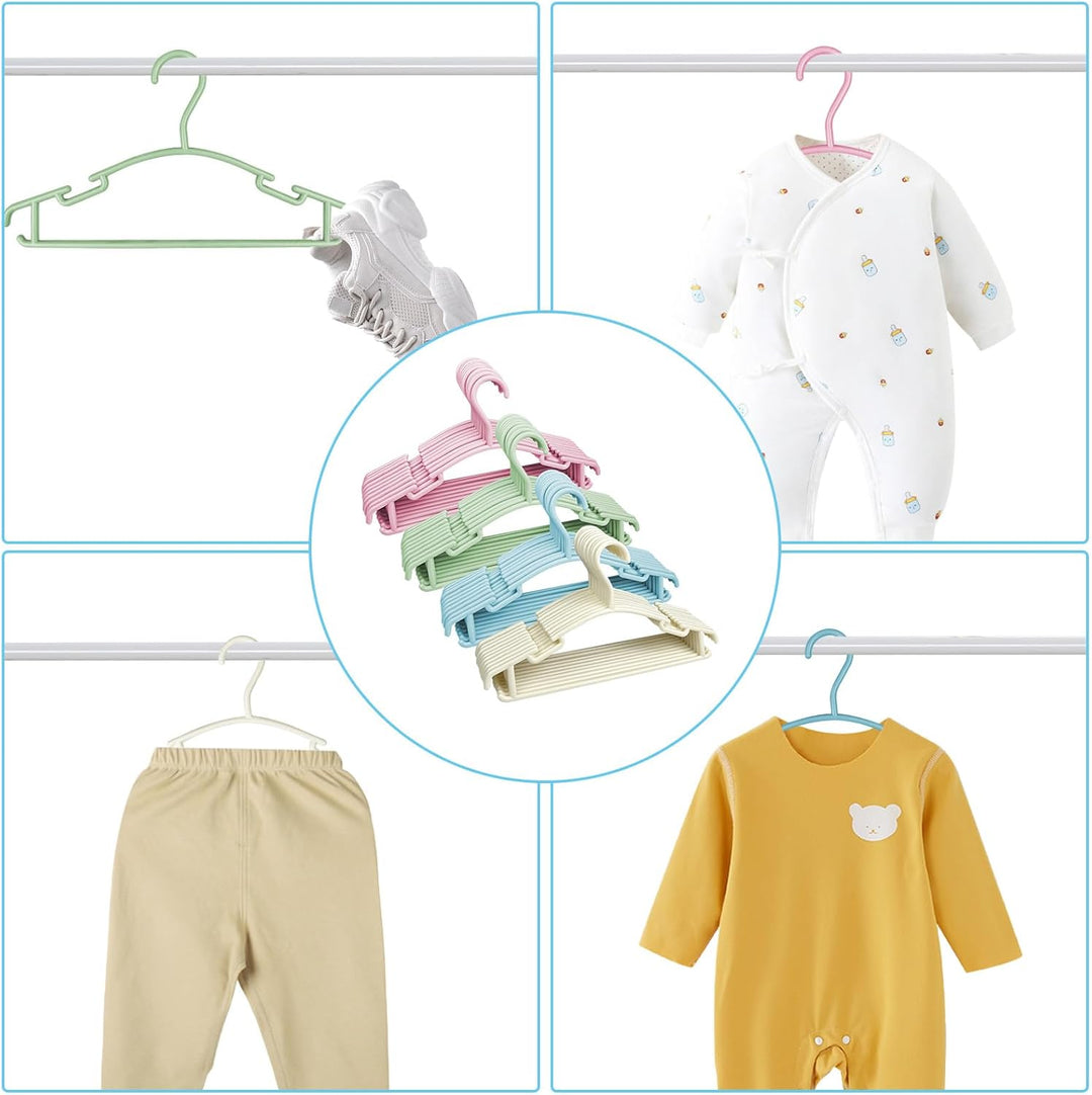 40 Stück Set Kleiderbügel Kinder, Kinderkleiderbügel aus Kunststoff rutschfest, Baby Kleiderbügel Lä