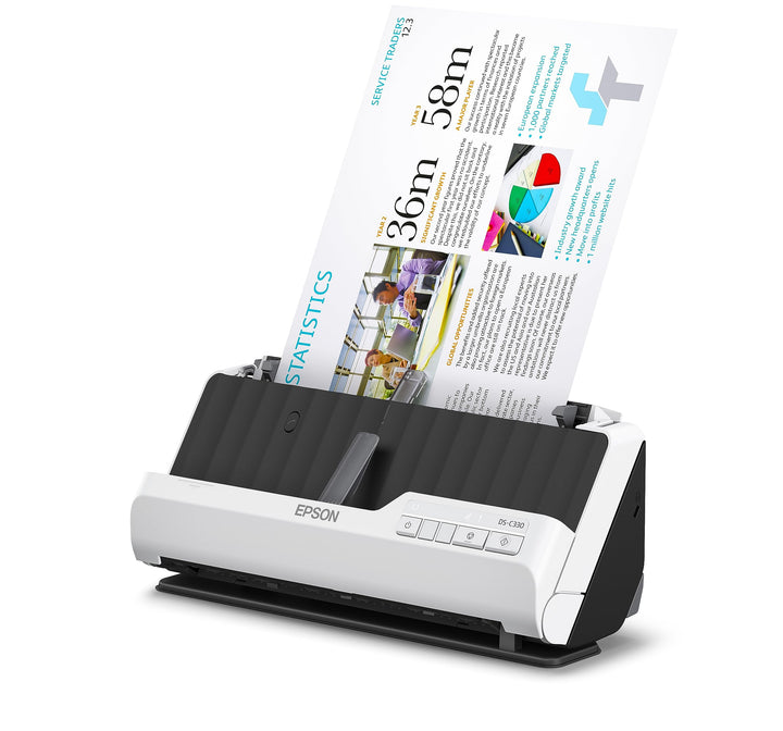 Epson Desktop Scanner DS-C330, kompakter A4 Business Scanner mit geringem Stromverbrauch, Duplex-Ein