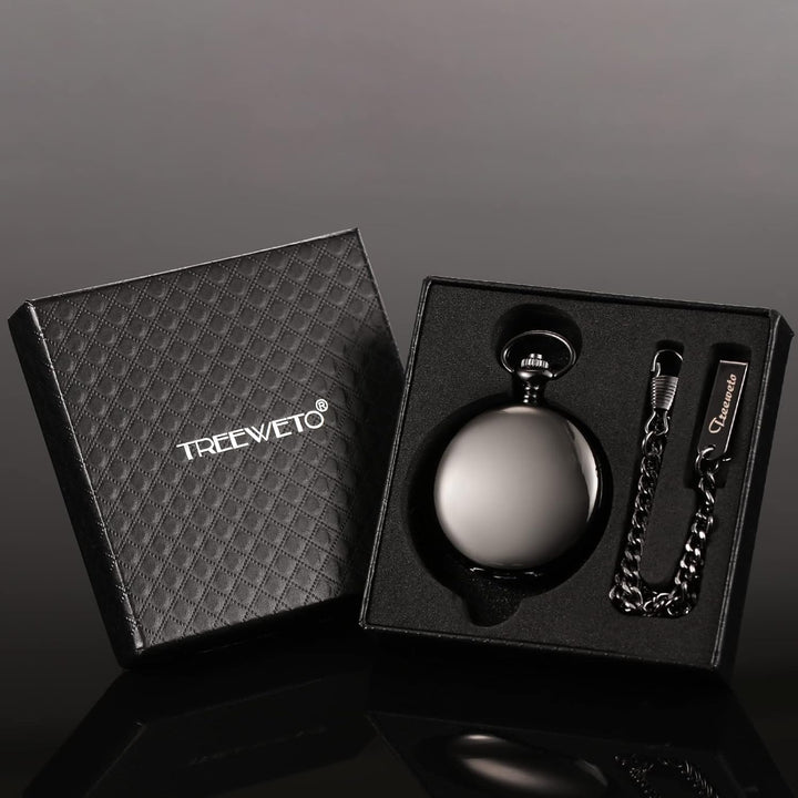 TREEWETO Taschenuhr Unisex Taschenuhr mit Kette Analog Mechanisch Handaufzug Doppelscharnier Antik R