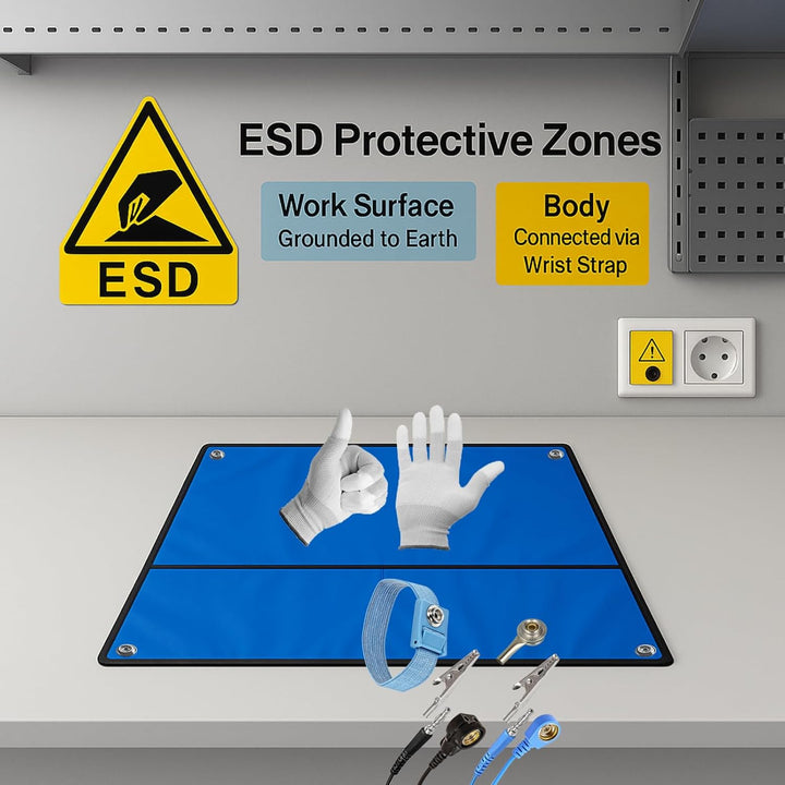 Minadax® 120 x 60cm Antistatik Matten Set ESD - Manschette + Erdungskabel 120x60 1️⃣, 120x60 1&#xFE0