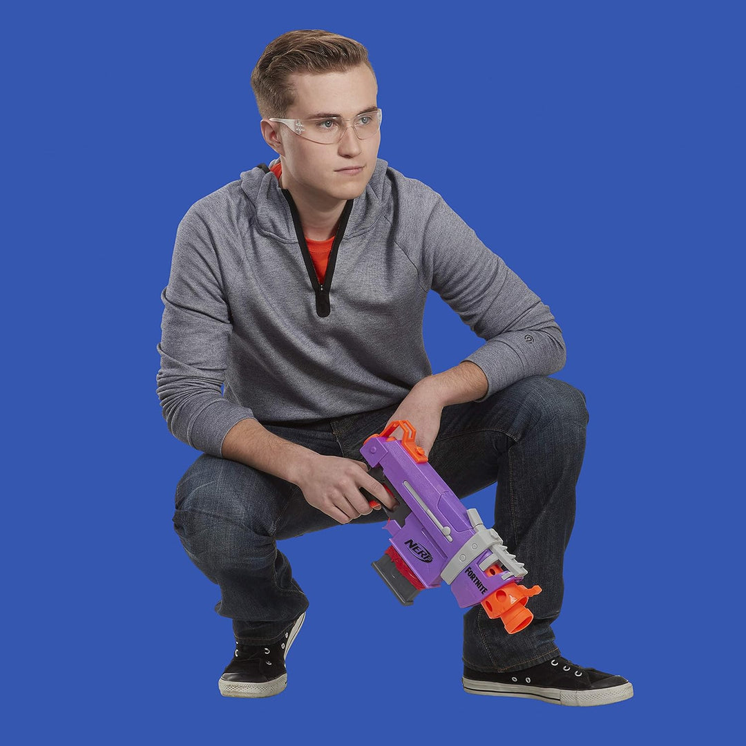 NERF Fortnite SMG-E Blaster -- Motorized Dart Blasting -- 6-Dart Clip, 6 Official Elite Darts -- for