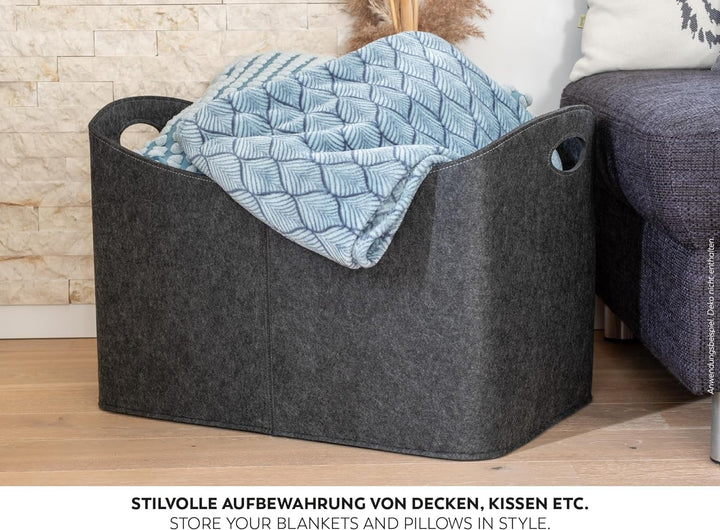 Rubberneck Kaminholztasche Gross XXL - Filz Aufbewahrungtasche für Kaminholz, Zeitungen - Masse 63 x