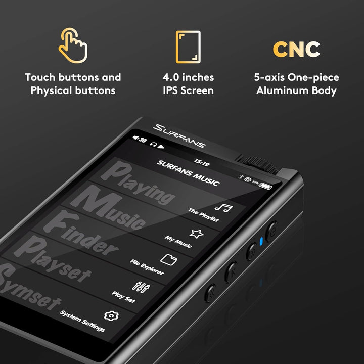 Surfans HiFi Mp3 Player mit Bluetooth: F35 DSD Hires Music Player 128GB Unterstützung bis zu 512GB