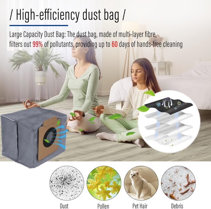 X10 Pro Zubehörset für eufy X10 Pro Omni Saugroboter,1 Rollbürste mit Borsten und Gummi, 6 Seitenbür