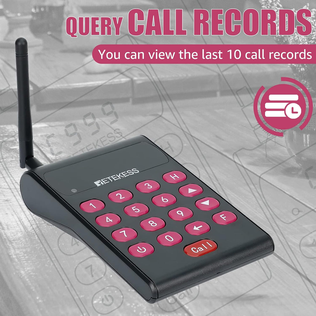 Retekess TD161 Pager Rufsystem mit Halterung, 500M Pager System mit Gebührenfreiem Tastatursender, E