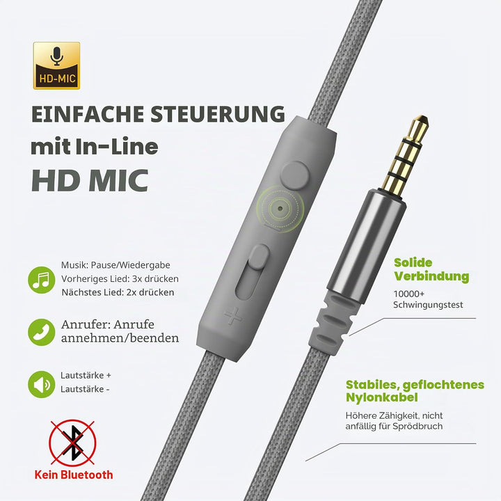 AILIHEN C8 Kopfhörer mit Kabel Mikrofon und Lautstärkeregler Faltbar 3,5mm Headsets On-Ear für Smart