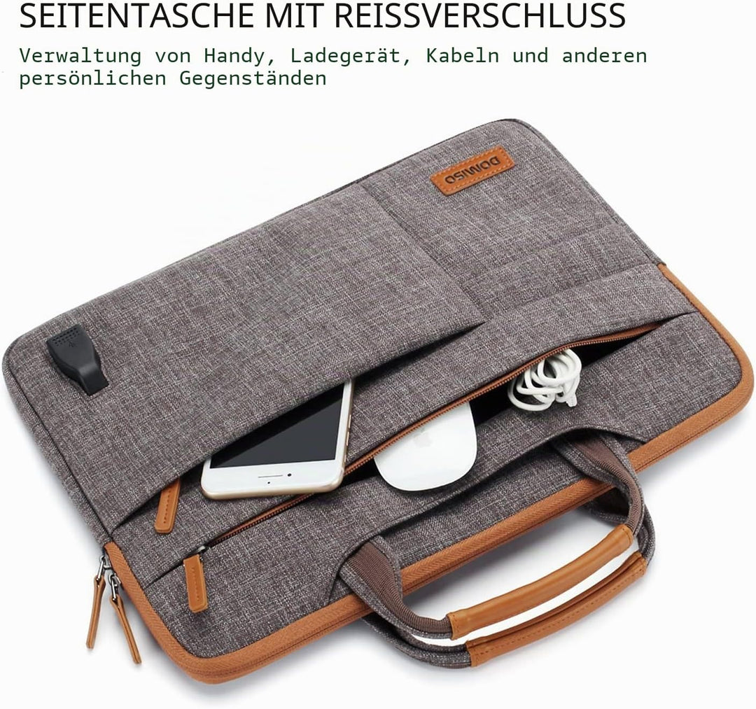 DOMISO 10,1-10,5 Zoll Wasserdicht Laptop Tasche Aktentasche Tragetasche Schultertasche mit USB Ladea