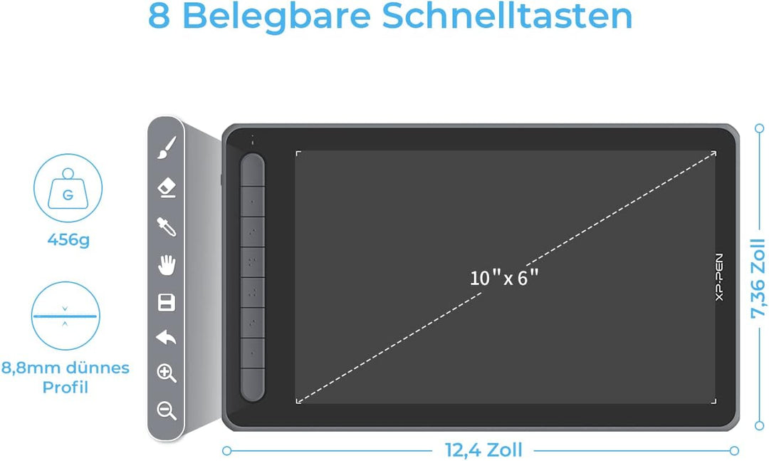 XP-PEN Deco LW 10"x6" Grafiktablett Bluetooth Zeichentablett X3 Smart Chip Tilt mit batterielosem St