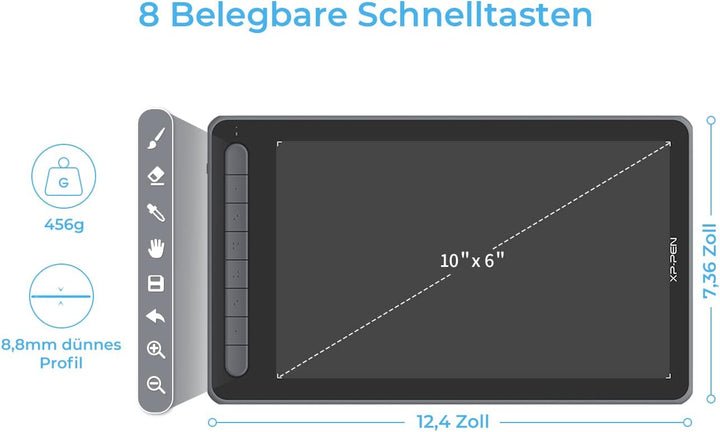 XP-PEN Deco LW 10"x6" Grafiktablett Bluetooth Zeichentablett X3 Smart Chip Tilt mit batterielosem St