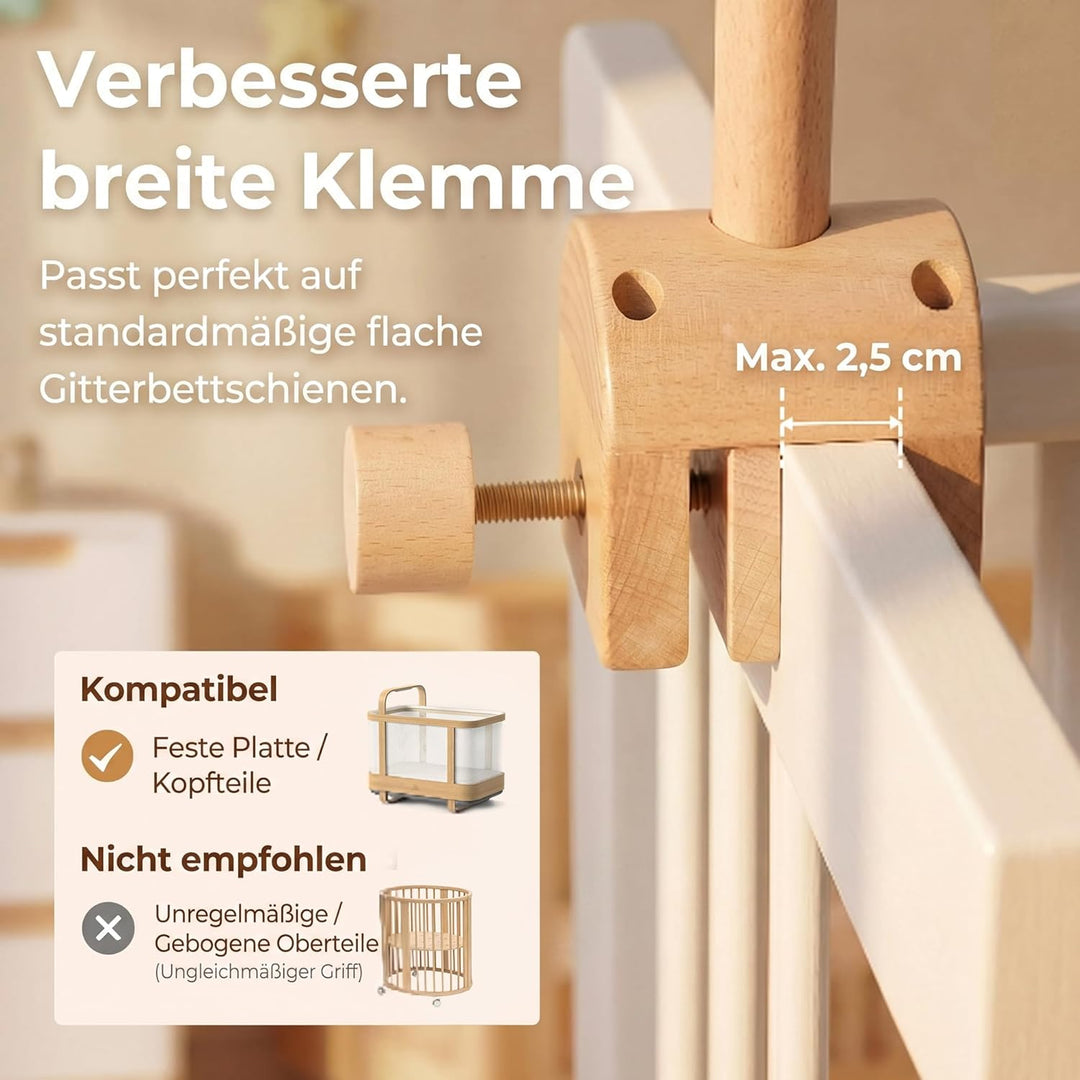 Mobile Halterung Holz für Babybett, Mobile Halterung Wickeltisch für Kinderzimmer-Dekoration, Angepa
