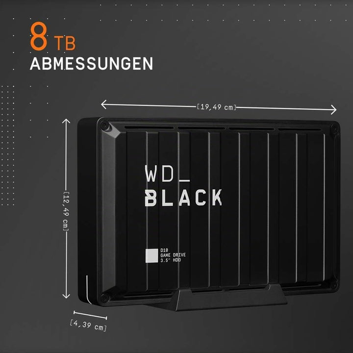 WD_BLACK D10 Game Drive externe Festplatte 8 TB (Übertragungsgeschwindigkeit bis zu 250 MB/s, 7200 U