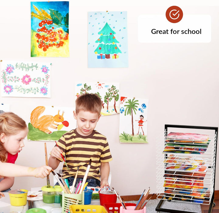 ODOXIA Bilder Trockengestell KLEIN für Klassenzimmer | KOMPAKTES, funktionales & mobiles Bildertrock