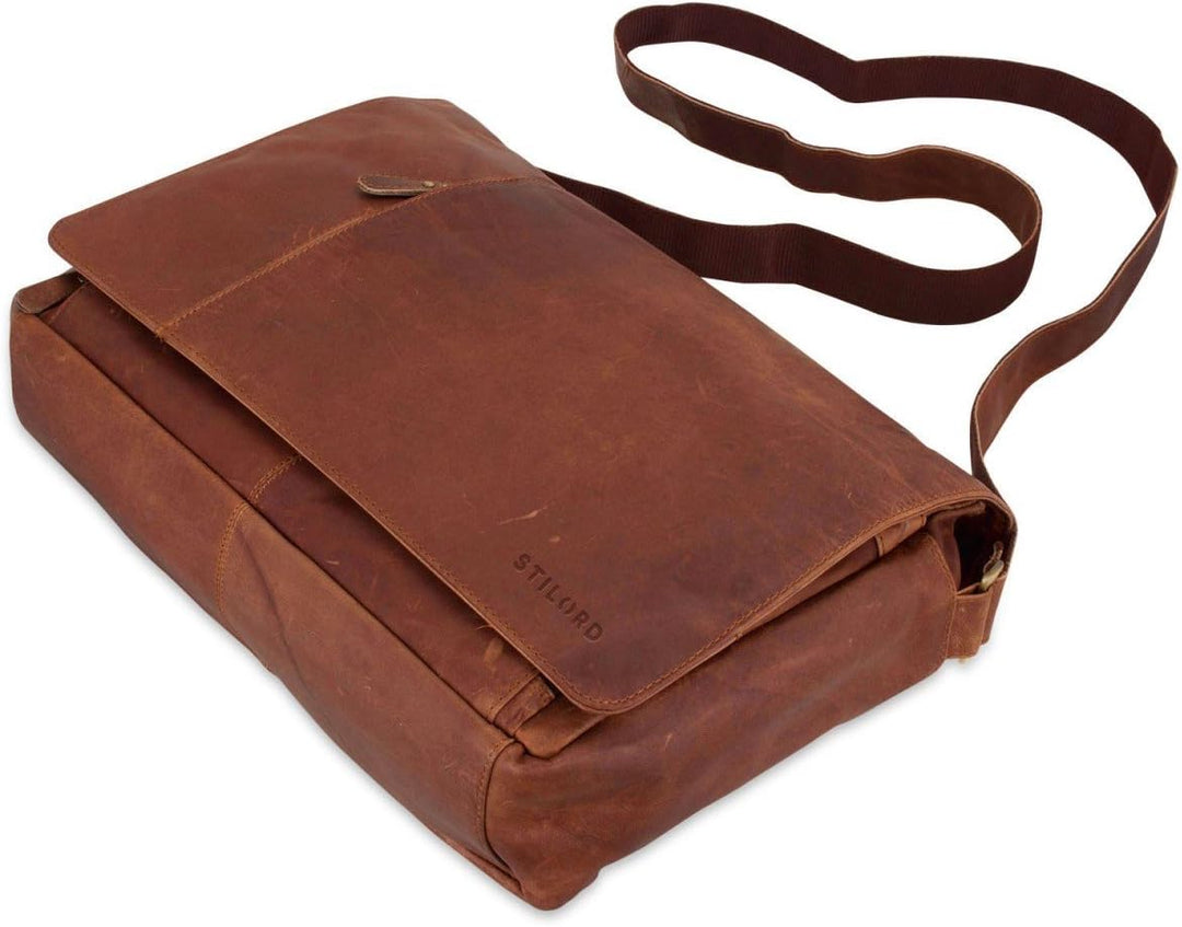 STILORD Vintage Umhängetasche Leder gross für Herren Damen 15.6 Zoll Laptoptasche Unitasche Bürotasc
