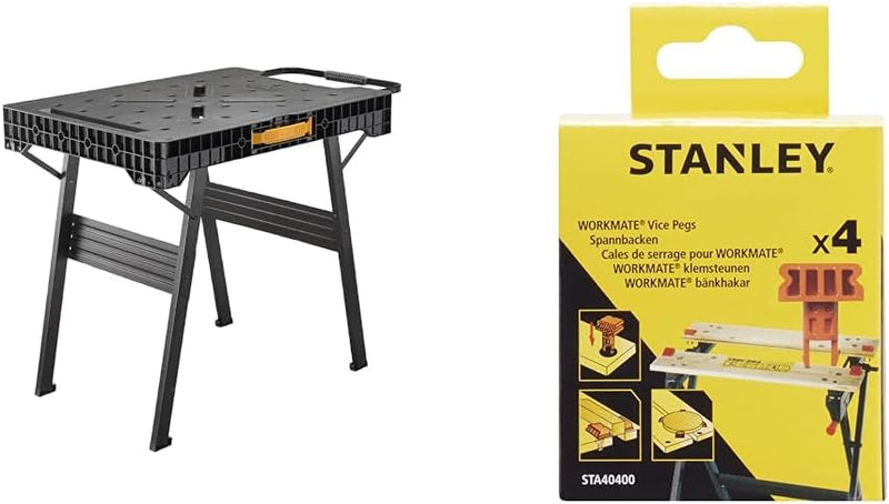 Stanley FatMax klappbare Werkbank (bis 455kg belastbar) FMST1-75672 & STA40400-XJ Spannelement (zum