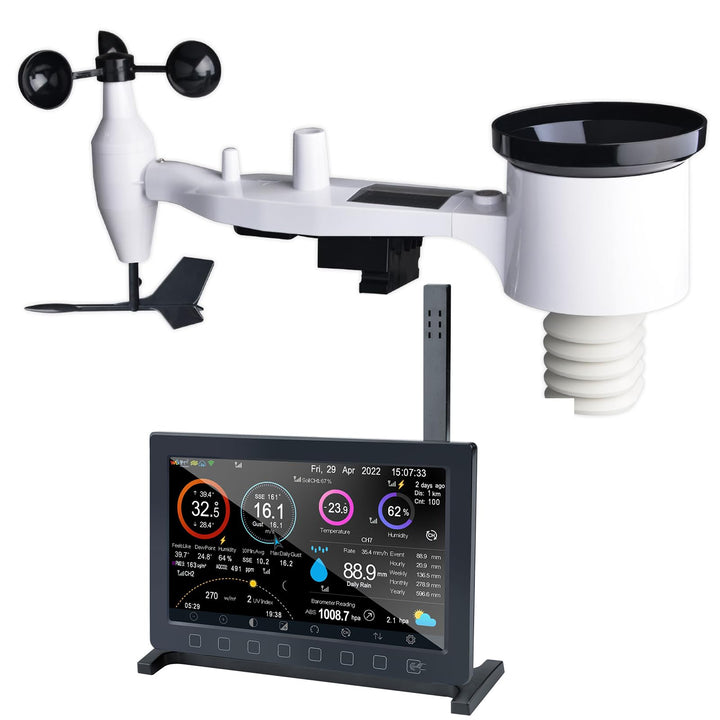 ECOWITT Wlan Wetterstation funk mit Aussensensor HP2561, 7 in 1 WiFI Solarbetriebene Wetterstation m