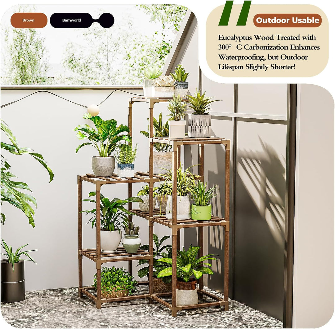 Bamworld Pflanzenregal Eckpflanzenständer Indoor Outdoor Eckpflanzenregale Indoor Pflanzenhalter für