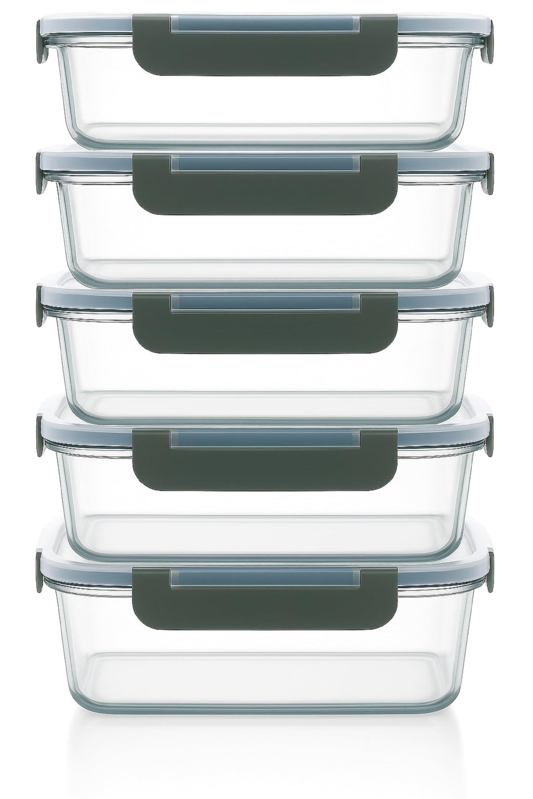 Visario Glas Frischhaltedosen 5er Set – 5× 1040 ml | Grosse Glasbehälter mit Deckel | Borosilikatgla