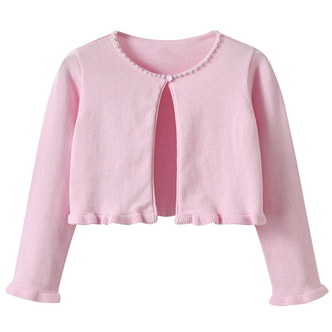 Strickjacke Mädchen Kinder Basic Bolero Kommunion Cardigan Bolero Jäckchen Lange Ärmel Mädchen #10 P