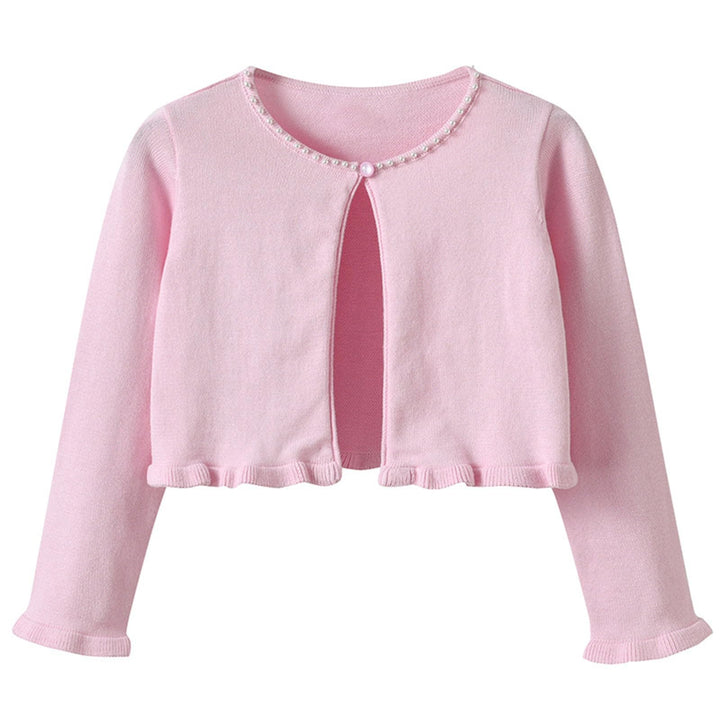 Strickjacke Mädchen Kinder Basic Bolero Kommunion Cardigan Bolero Jäckchen Lange Ärmel Mädchen #10 P