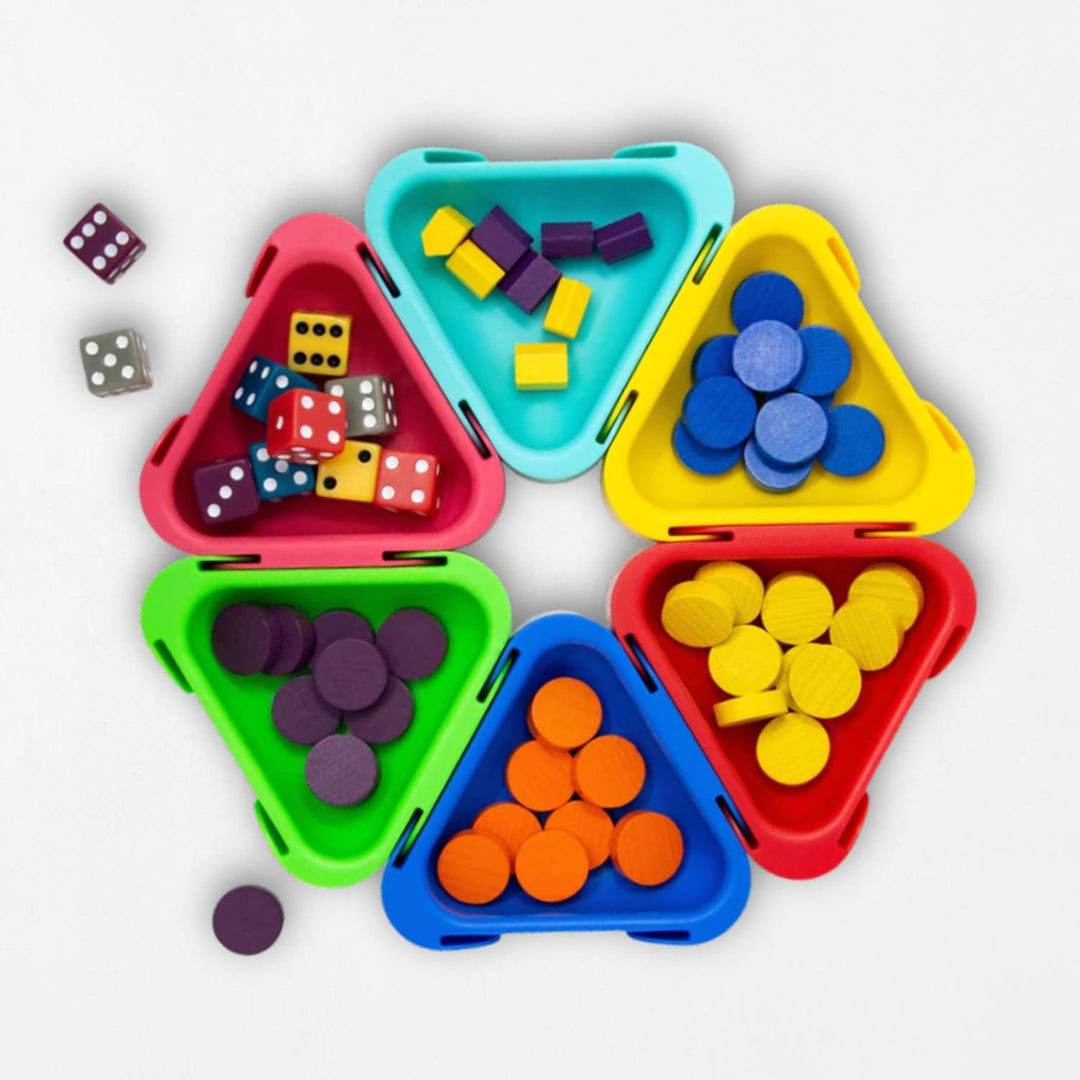 Boardgame Stuff – 6er Set modulare Token Schälchen mit Kartenhalter & Aufbewahrungsbox - Brettspiel