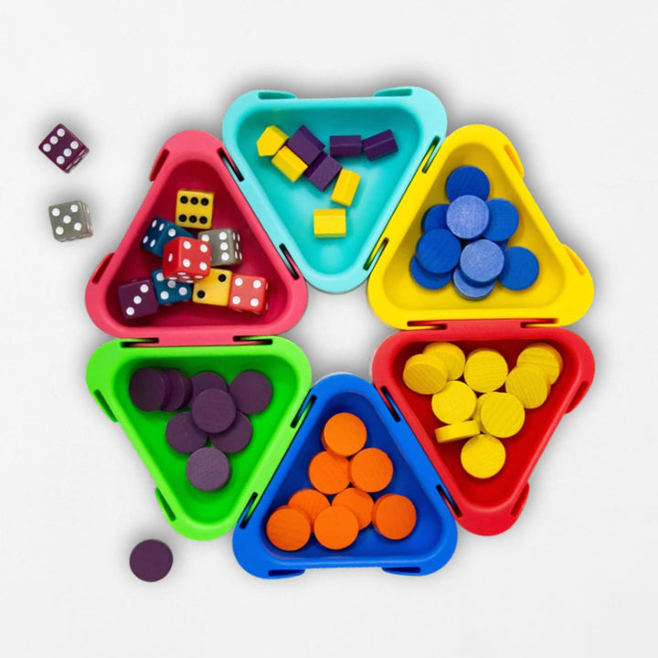 Boardgame Stuff – 6er Set modulare Token Schälchen mit Kartenhalter & Aufbewahrungsbox - Brettspiel