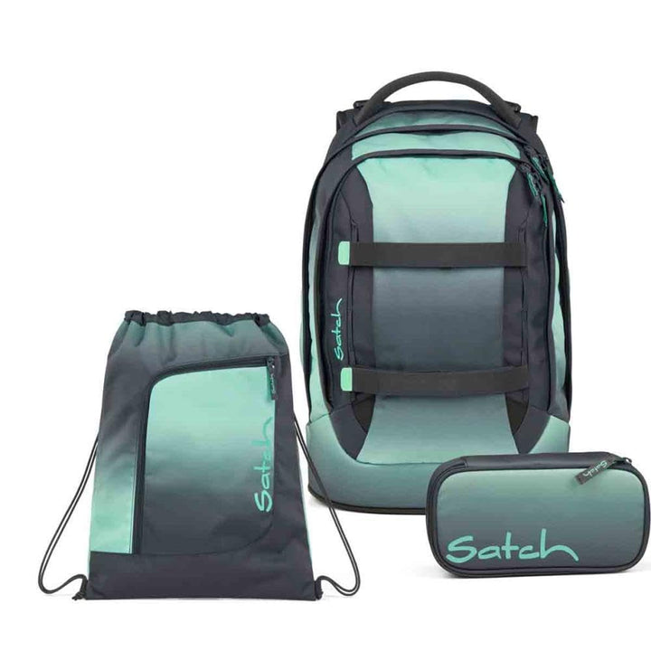 Satch Pack Schulrucksack Set 3tlg. inkl. Schlamperbox und Sportbeutel (Gradient Mint), Gradient Mint