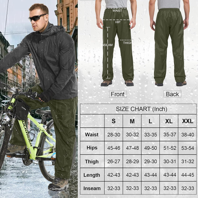 Asfixiado Regenhose Herren Fahrrad Leichte wasserdichte Winddichte Outdoorhose zum Wandern Camping T