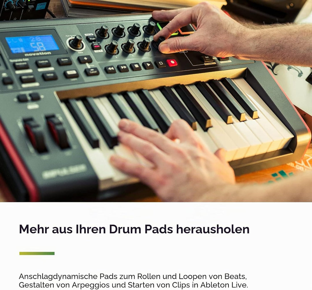 Novation Impulse USB/MIDI-Controller-Keyboard mit 25 Tasten und Buspower – Robuste, sehr reaktionssc