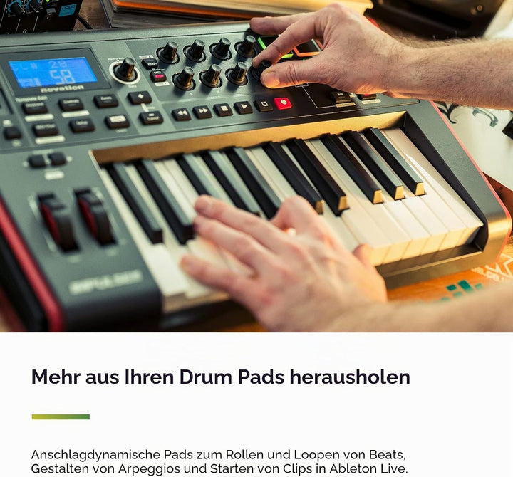 Novation Impulse USB/MIDI-Controller-Keyboard mit 25 Tasten und Buspower – Robuste, sehr reaktionssc