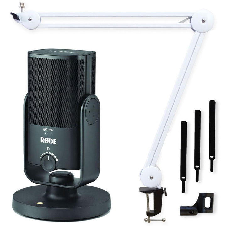 Rode NT-USB MINI USB-Studio-Kondensatormikrofon + keepdrum MS138 Mikrofonarm Weiss