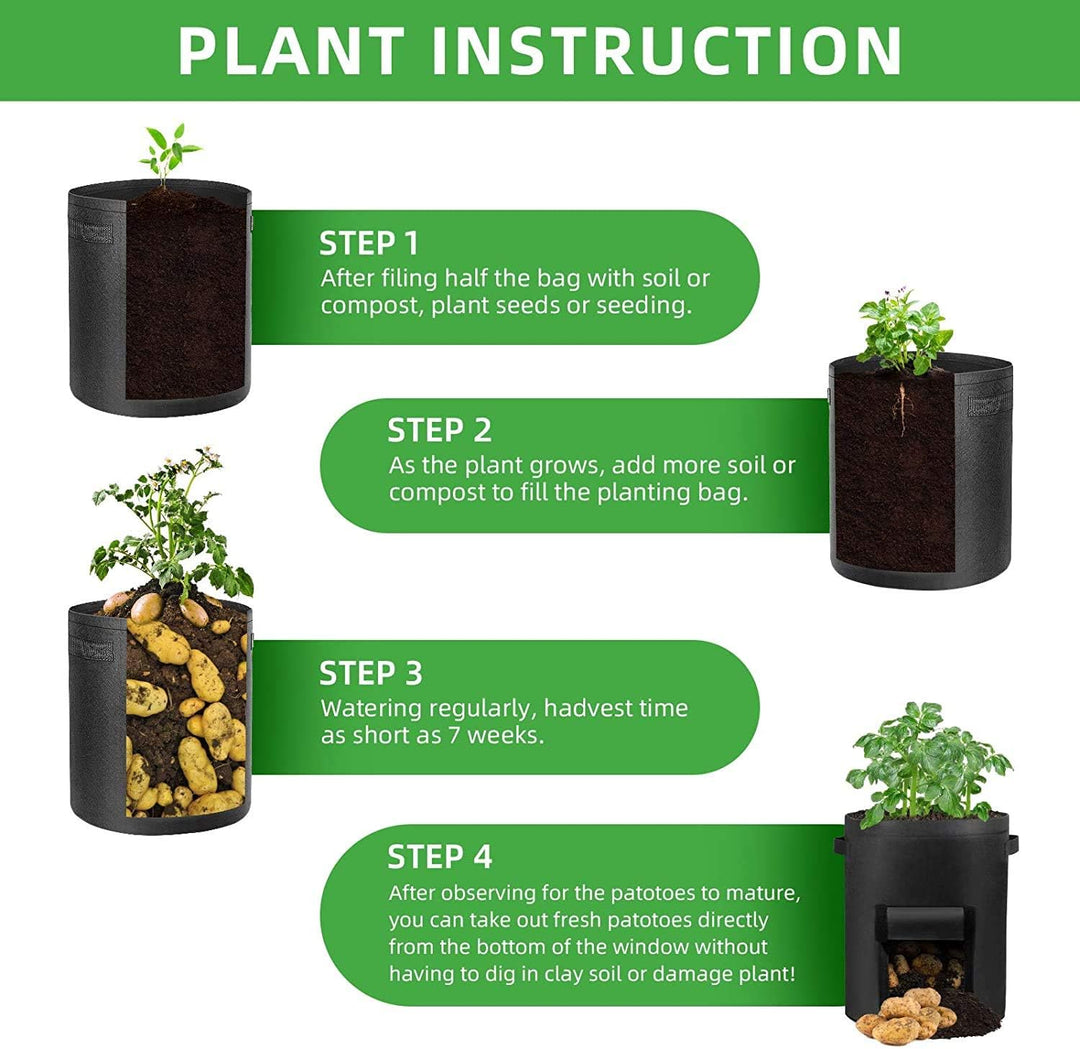 LITLANDSTAR Potato Grow Bag, 5-Pack 15 Gallonen Vegetable Grow Plant Bags mit Sichtfenster und Griff
