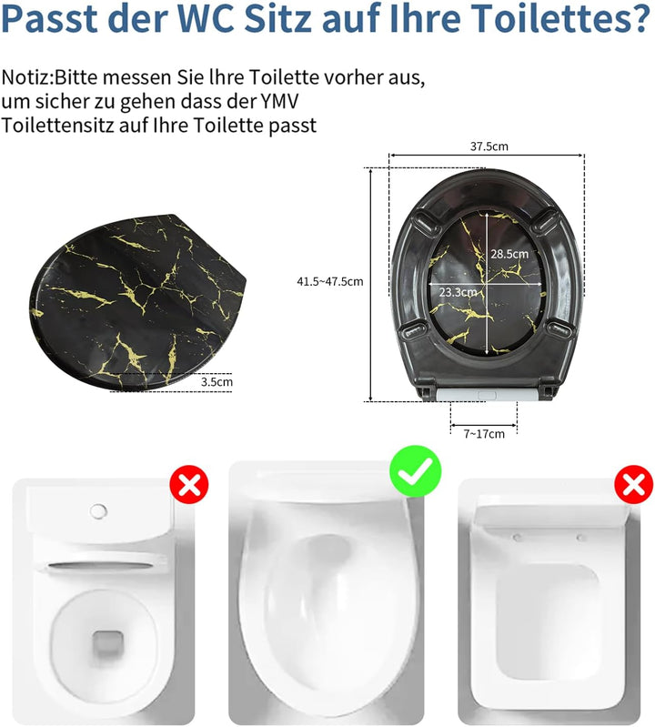 Toilettendeckel mit Absenkautomatik, WC Sitz mit Absenkautomatik Oval Form klodeckel Einfache Reinig