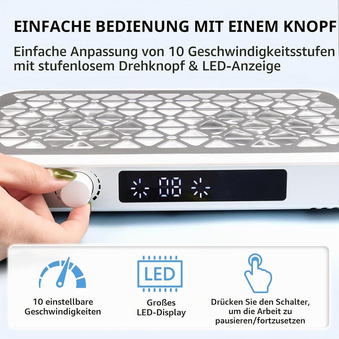 Staubabsaugung für Nägel，Professionelle Nagelstaubsauger mit 30PCS Filterpads，1600PA tragbar, 10 Ges