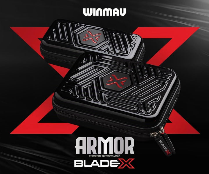 WINMAU Blade X Armor G1 Darts-Geldbörse - Schwarz Das Dartcase bietet Platz für vollständig montiert