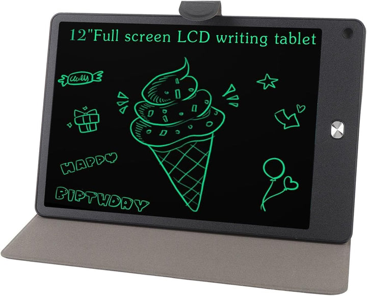 Topiky 12 Zoll LCD Tablet mit PU Hülle und Stift, Digitaler Vollbildnotiz für Kinder und Erwachsene,
