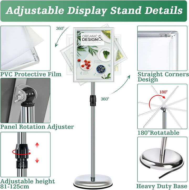 Mutualsign Infoständer A4 Aluminium Plakatständer Höhenverstellbar Posterständer Informationsständer
